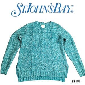 St. John's Bay Teal Turquoise  Blue Green Pullover Soft Comfy Sweater